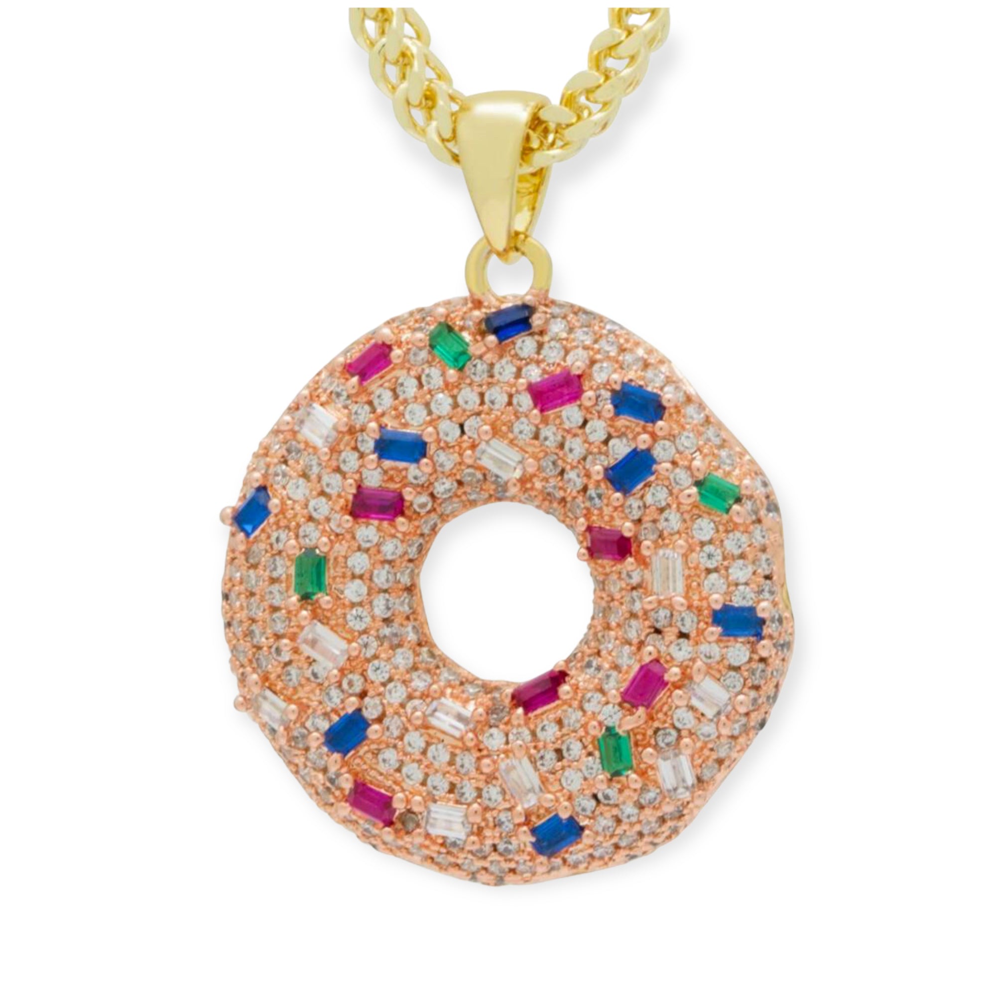 KING ICE: 14k Pink Donut Necklace
